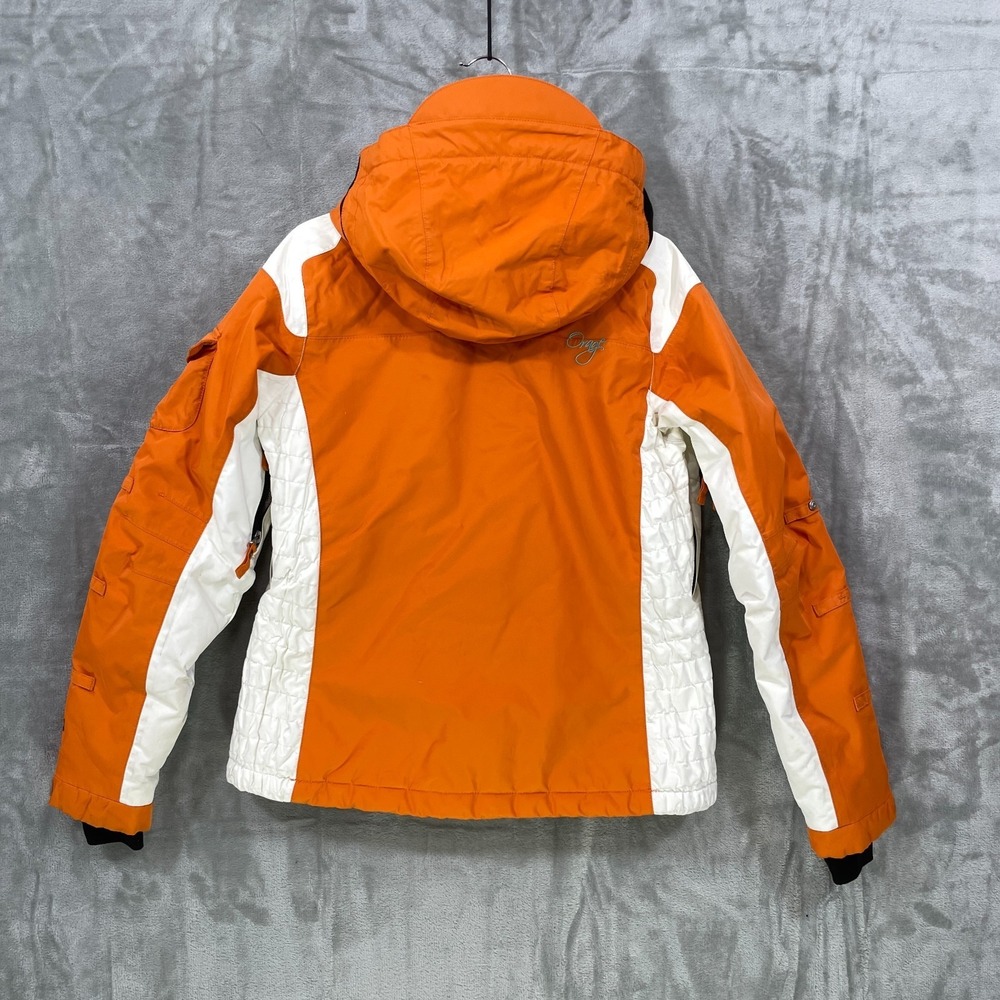Orage Ski Snowboard Jacket Womens Small Nylon Orange Hooded Winter STAINS! - Picture 2 of 12